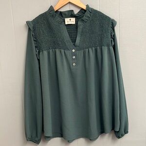 NWOT Teal Green Ruffled Women's Top Size XL